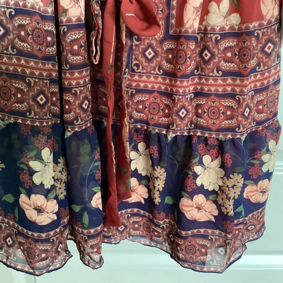 Julia Jordan High Neck Tie Belt Long Sleeve Dress, size 14
